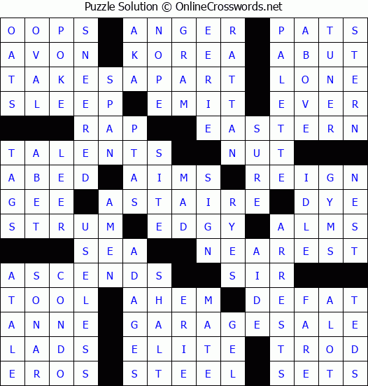 Solution for Crossword Puzzle #67447