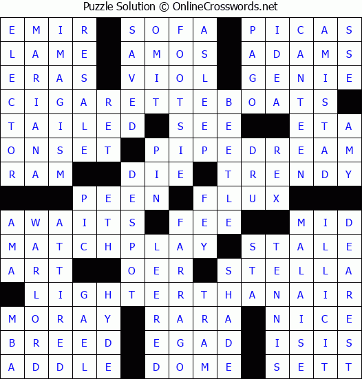 Solution for Crossword Puzzle #6747