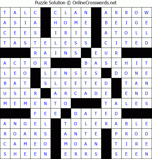 Solution for Crossword Puzzle #67512
