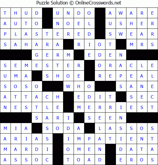 Solution for Crossword Puzzle #67615