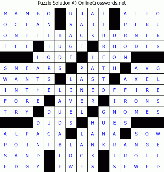Solution for Crossword Puzzle #6765