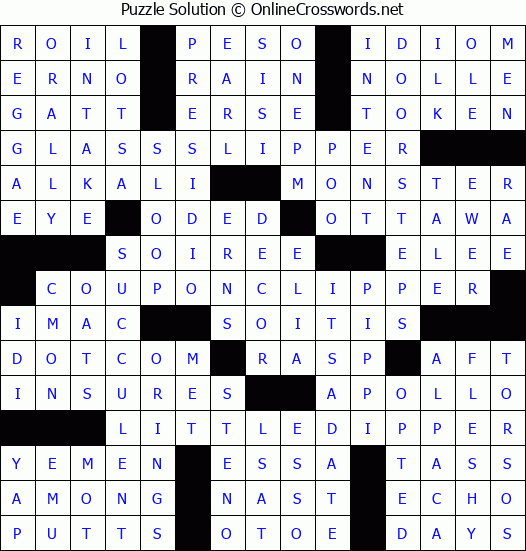 Solution for Crossword Puzzle #6767