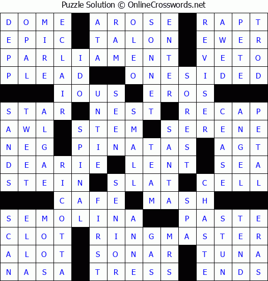 Solution for Crossword Puzzle #67746