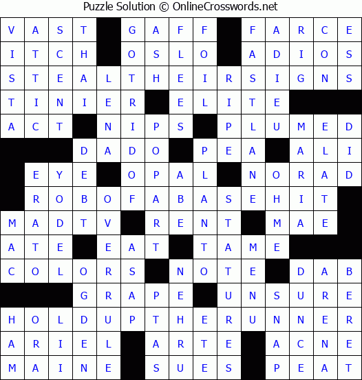 Solution for Crossword Puzzle #6776