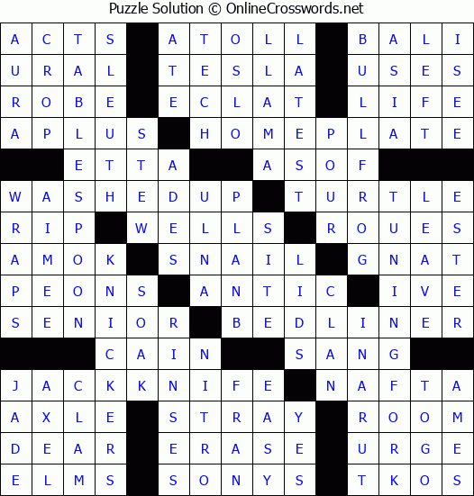 Solution for Crossword Puzzle #6777