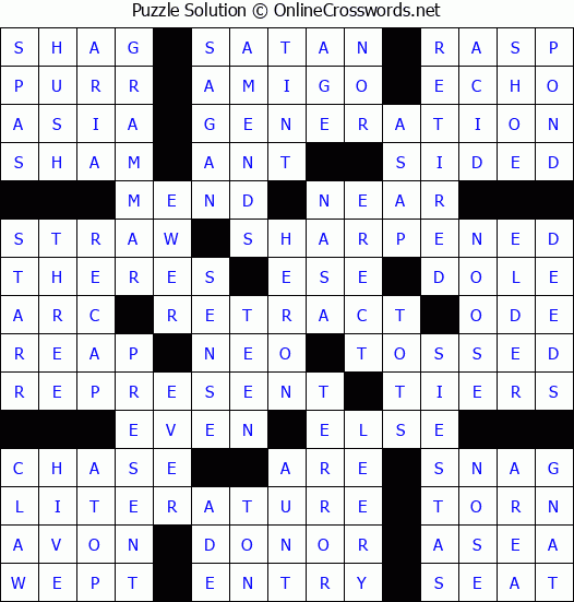 Solution for Crossword Puzzle #67955