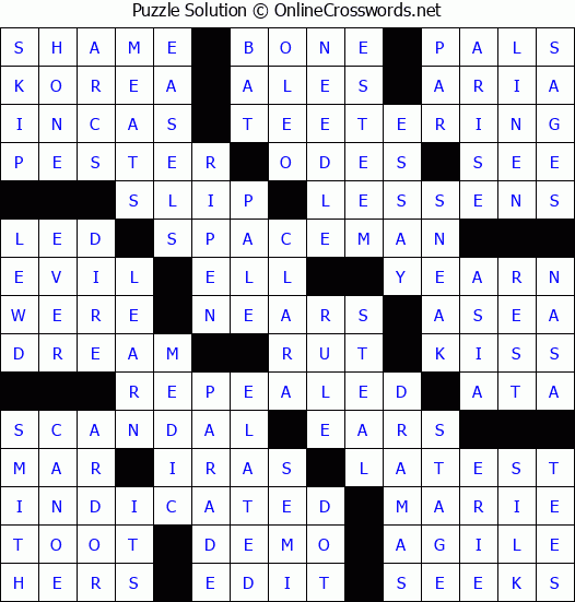 Solution for Crossword Puzzle #68122