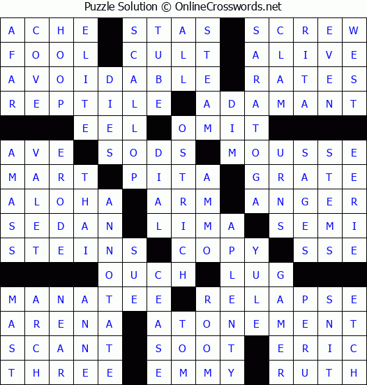 Solution for Crossword Puzzle #68130