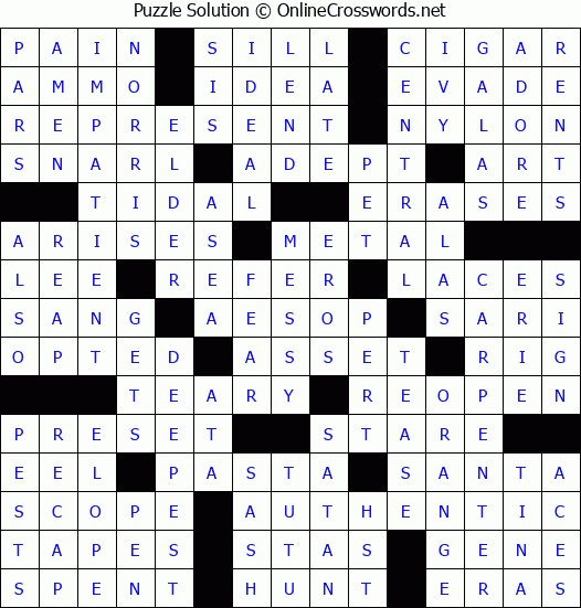 Solution for Crossword Puzzle #68190