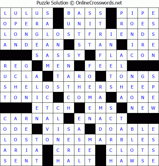 Solution for Crossword Puzzle #6820