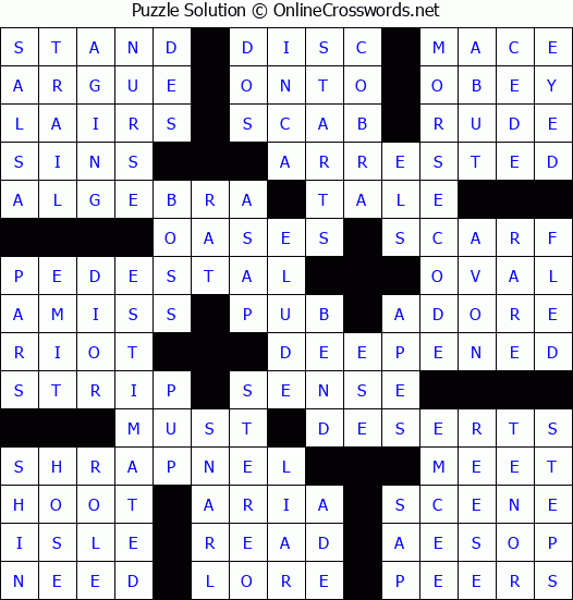 Solution for Crossword Puzzle #68240