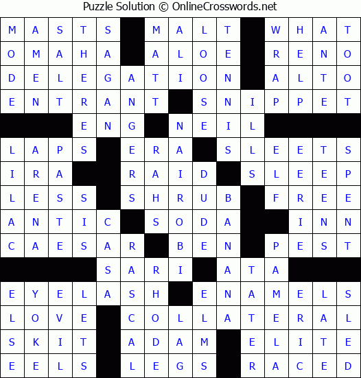Solution for Crossword Puzzle #68404