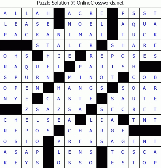 Solution for Crossword Puzzle #6849