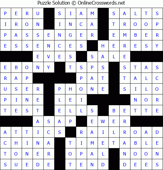 Solution for Crossword Puzzle #68507
