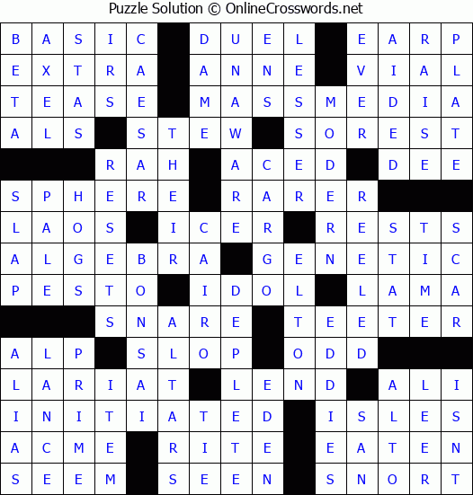 Solution for Crossword Puzzle #68583