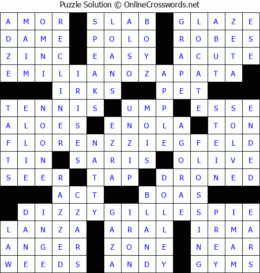 Solution for Crossword Puzzle #6860