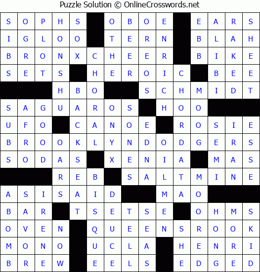 Solution for Crossword Puzzle #6867