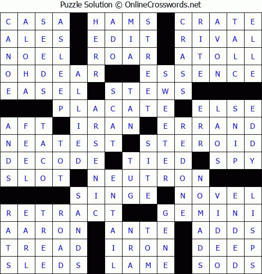Solution for Crossword Puzzle #68722