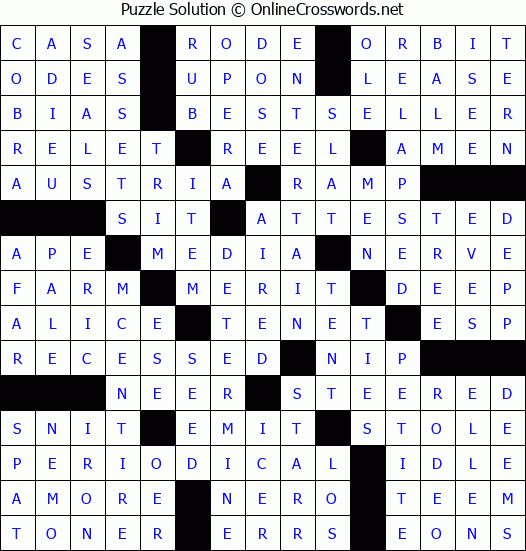 Solution for Crossword Puzzle #68751