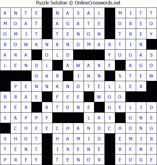 Solution for Crossword Puzzle #6876