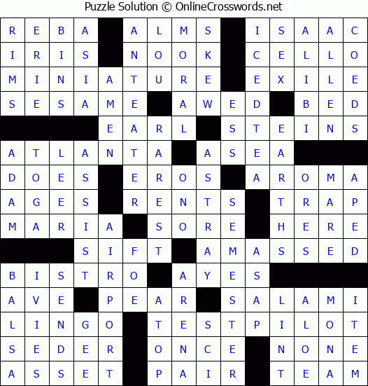 Solution for Crossword Puzzle #68822