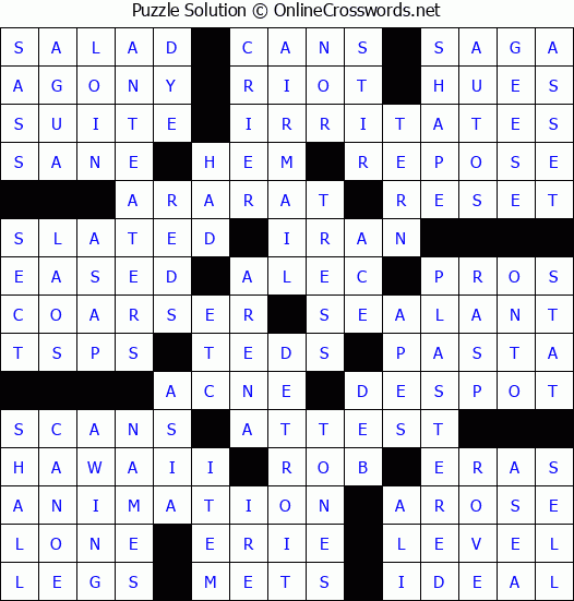 Solution for Crossword Puzzle #68975