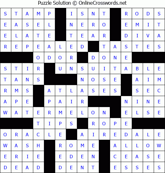 Solution for Crossword Puzzle #69007