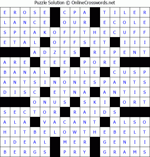 Solution for Crossword Puzzle #6921