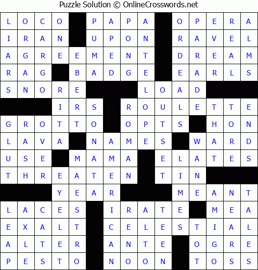 Solution for Crossword Puzzle #69280