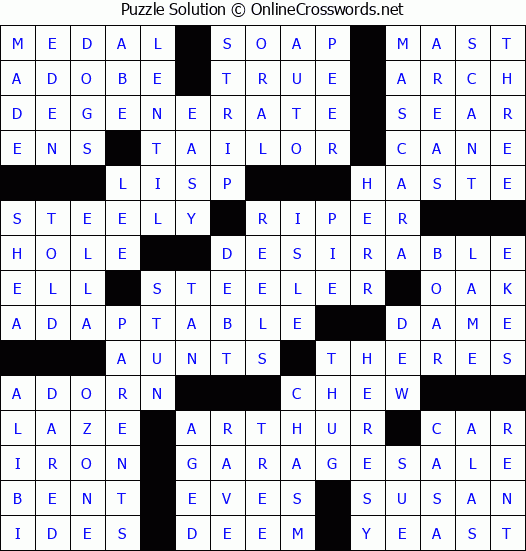 Solution for Crossword Puzzle #69288