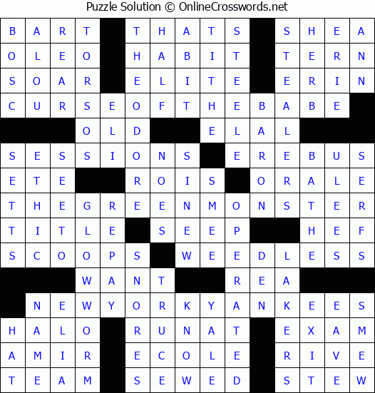 Solution for Crossword Puzzle #6942