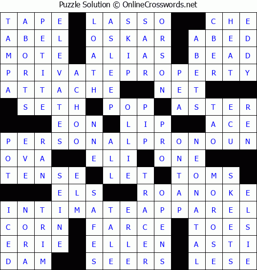 Solution for Crossword Puzzle #6949