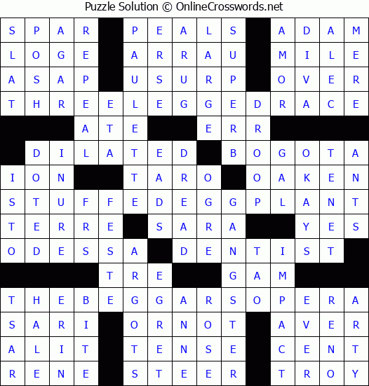 Solution for Crossword Puzzle #6951