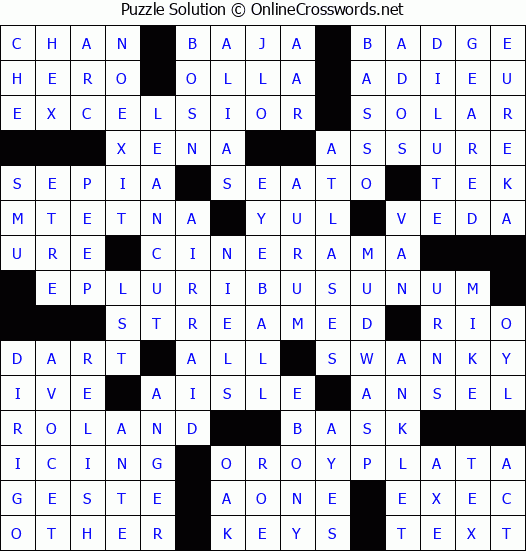 Solution for Crossword Puzzle #6957
