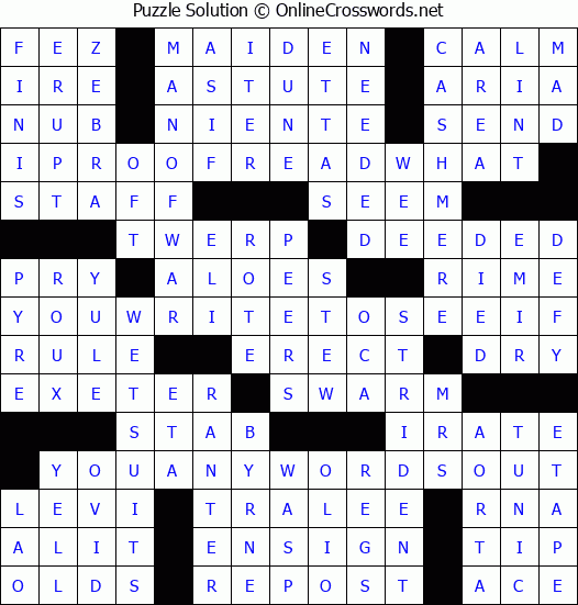 Solution for Crossword Puzzle #6963