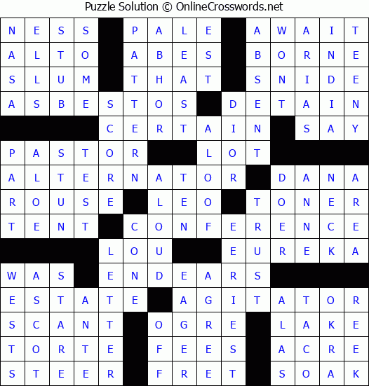 Solution for Crossword Puzzle #69708