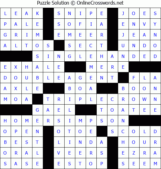 Solution for Crossword Puzzle #6985