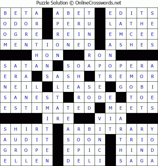 Solution for Crossword Puzzle #69909