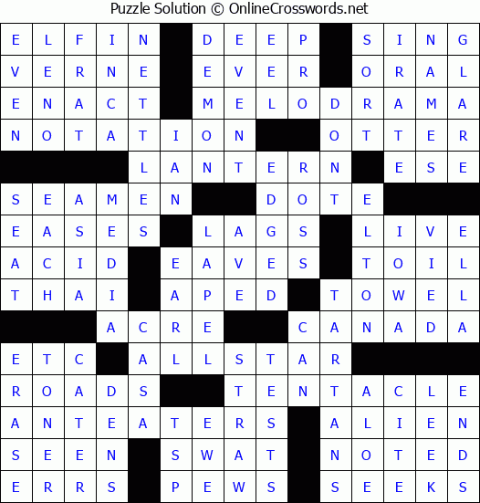 Solution for Crossword Puzzle #69987