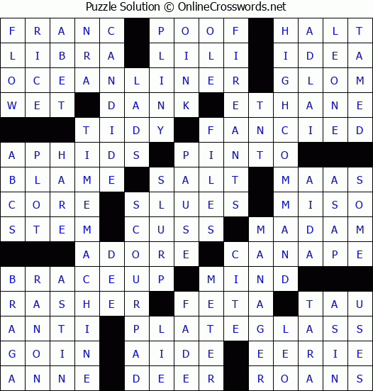 Solution for Crossword Puzzle #7009