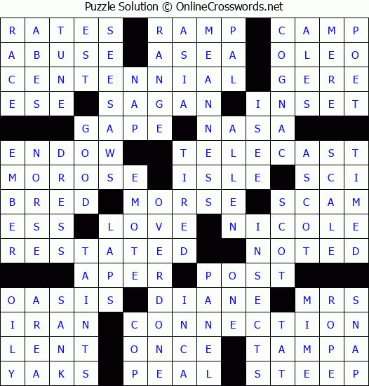 Solution for Crossword Puzzle #70185