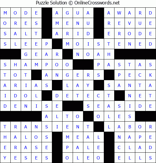Solution for Crossword Puzzle #70294