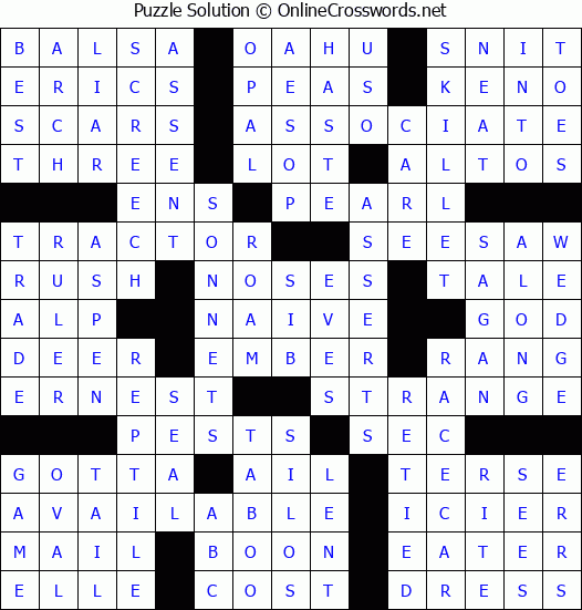 Solution for Crossword Puzzle #70386