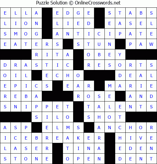 Solution for Crossword Puzzle #70520