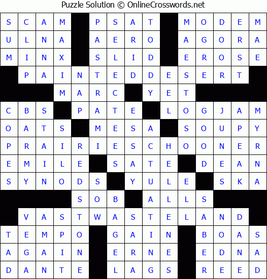 Solution for Crossword Puzzle #7058