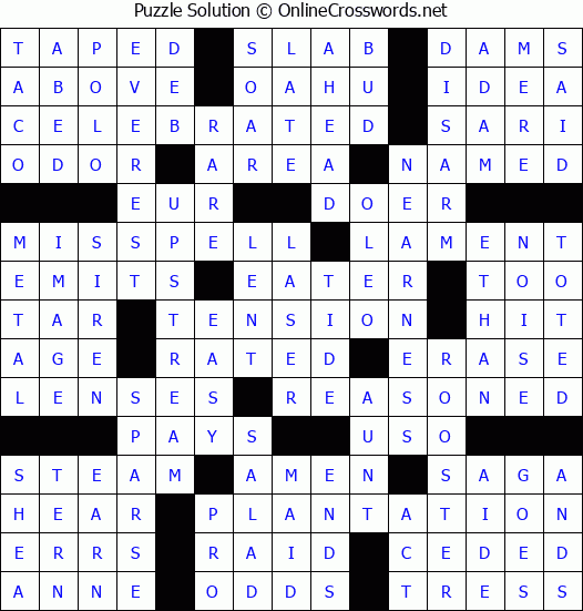 Solution for Crossword Puzzle #70600
