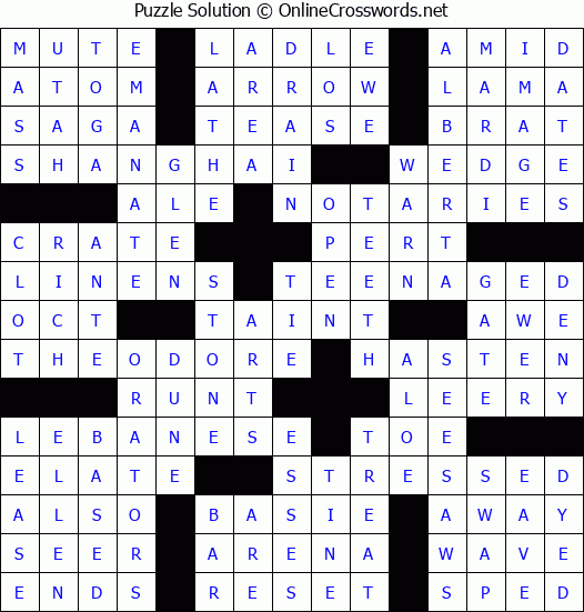 Solution for Crossword Puzzle #70603