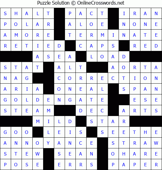 Solution for Crossword Puzzle #70616
