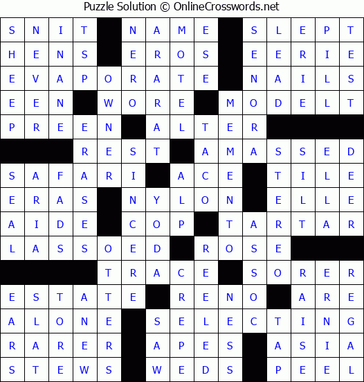 Solution for Crossword Puzzle #70702
