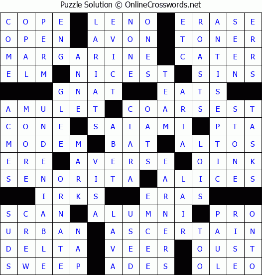 Solution for Crossword Puzzle #71114